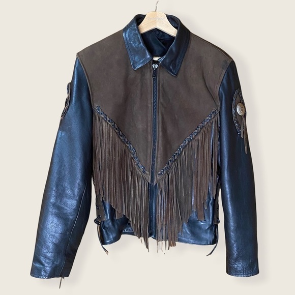Hudson Leather: Women's Genuine Leather Western Tassel Rodeo Biker Jacket Coat - Picture 1 of 12